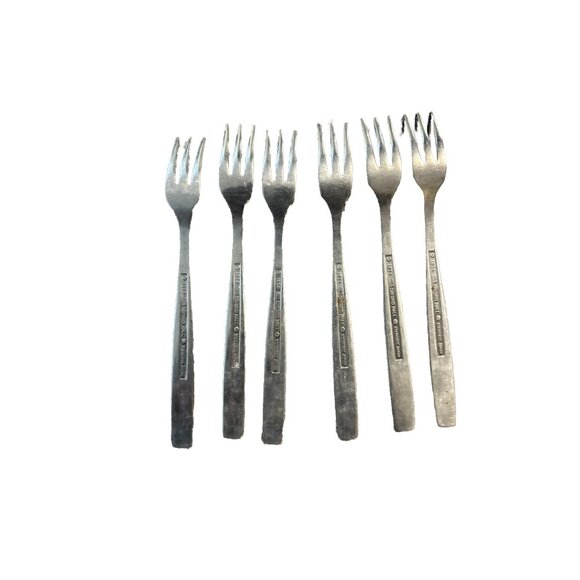 Vintage Oxford Hall Rose Couplet Cocktail Forks Stainless Japan Floral 1974 Lot - Picture 3 of 5